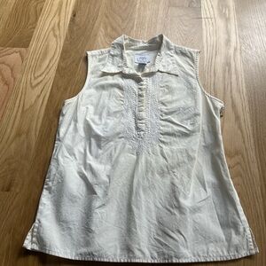 Ann Taylor Cream Sleeveless Blouse